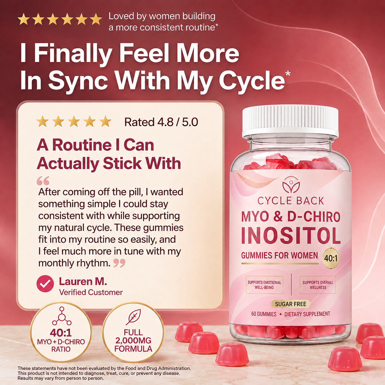 CYCLE BACK Myo-Inositol & D-Chiro Inositol Gummies image 2